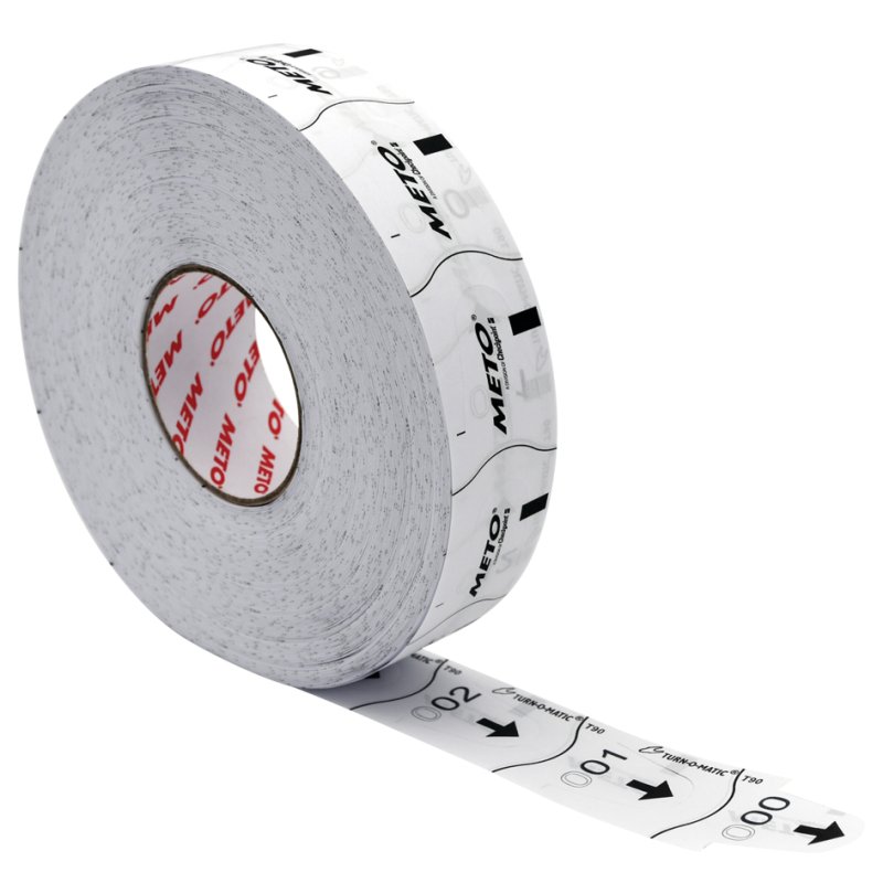 METO numéros de billet T90 Turn-O-Matic, blanc, autocollant, 6 rouleaux