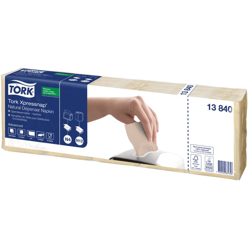 Tork Xpressnap dispenser napkins, 213×330 mm, natural, 1125 pieces