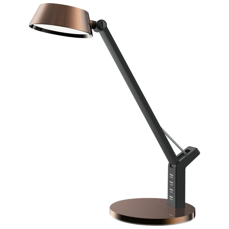 Hansa LED desk lamp Glow, base stand, copper, dimmable
