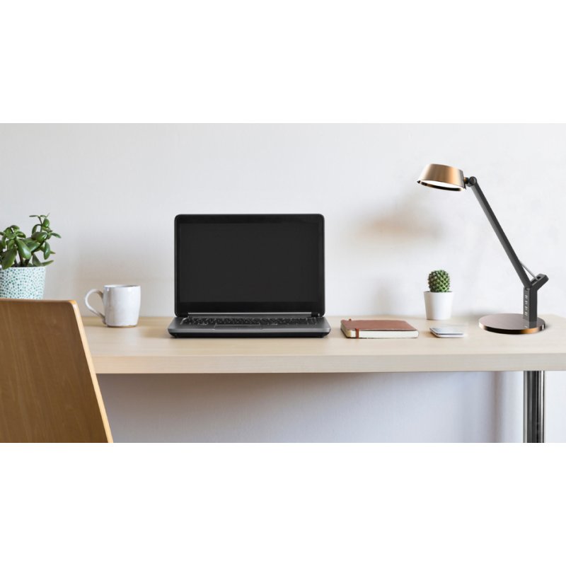 Hansa LED desk lamp Glow, base stand, copper, dimmable