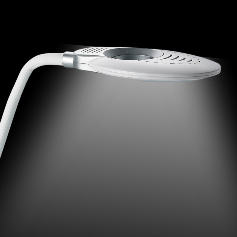 Hansa Lampe de bureau LED Swirl, graduable, blanc/argent, avec pince