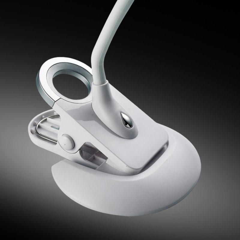 Hansa Lampe de bureau LED Swirl, graduable, blanc/argent, avec pince