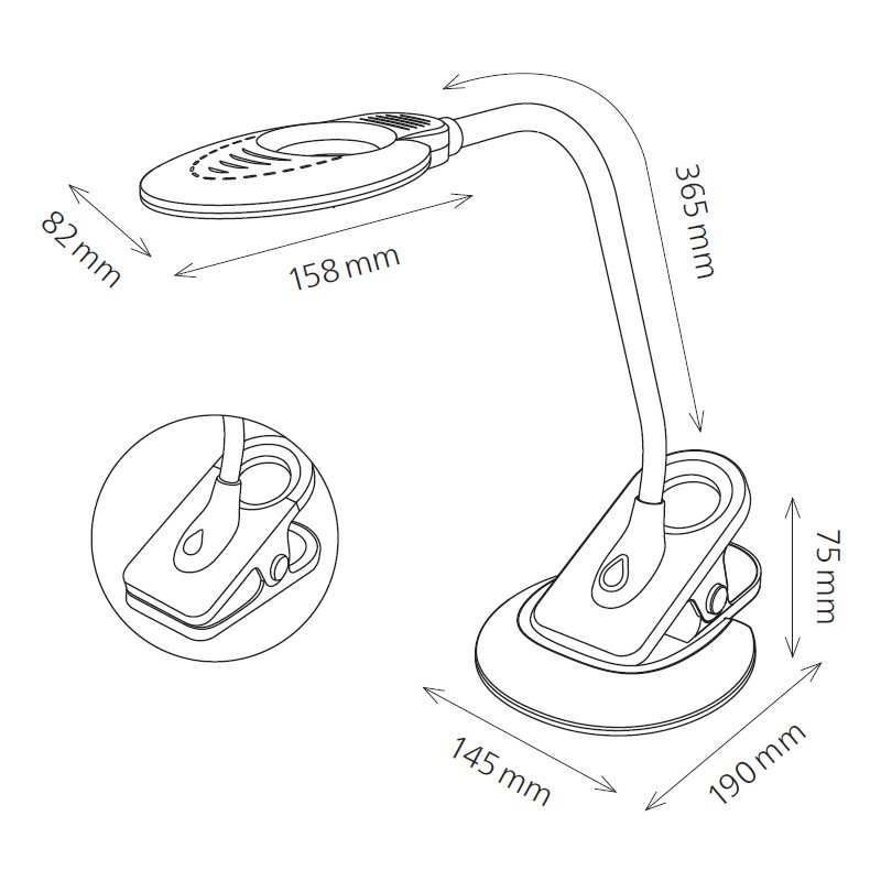 Hansa Lampe de bureau LED Swirl, graduable, blanc/argent, avec pince