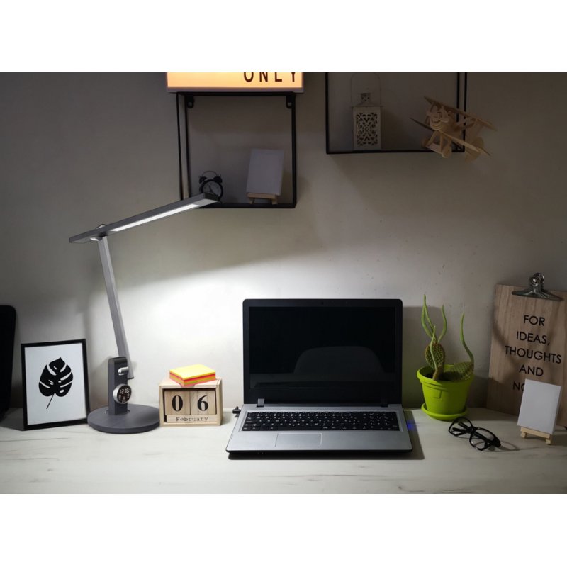 Hansa Lampe de bureau LED Beam, gris foncé, dimmable, 12 W