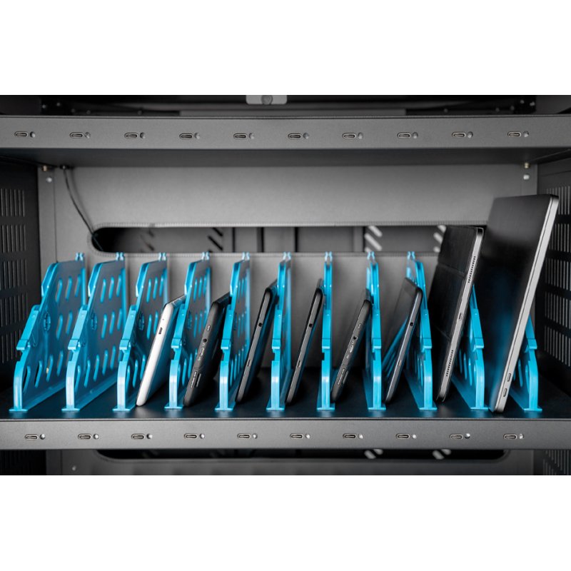 DIGITUS armoire de recharge mobile, 30 emplacements de charge, USB-C 18W, noir