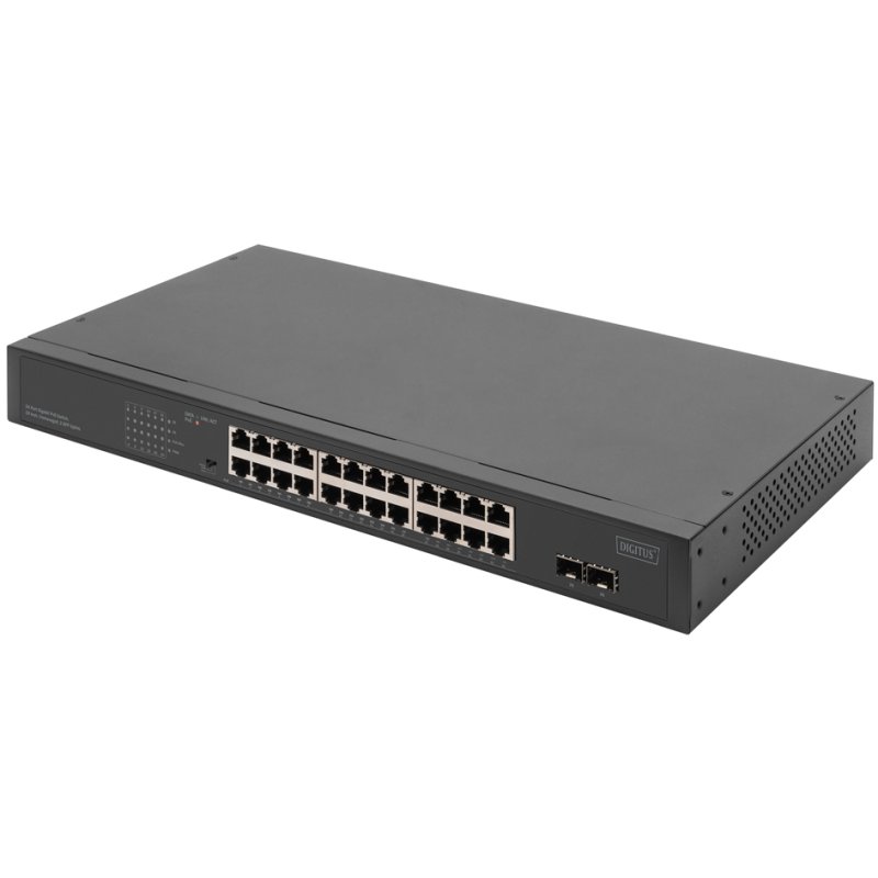 DIGITUS Commutateur réseau gigabit 19 pouces, 24 ports, non géré, PoE