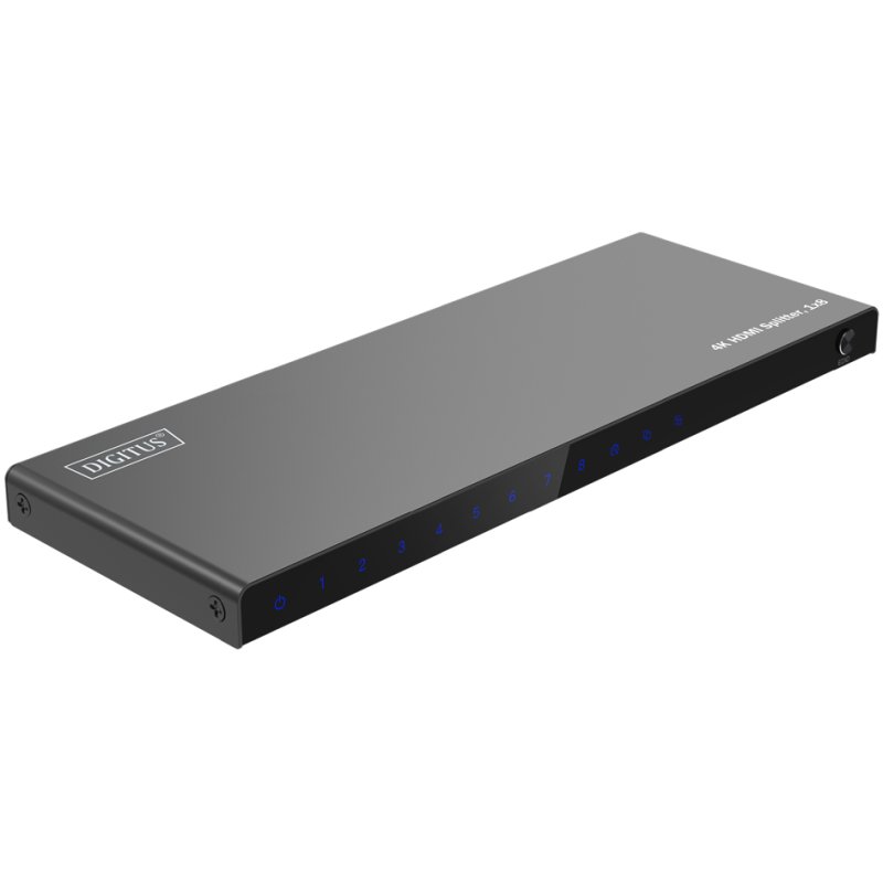 DIGITUS 4K HDMI splitter 1×8, 4K/60Hz HDCP 2.2, zwart
