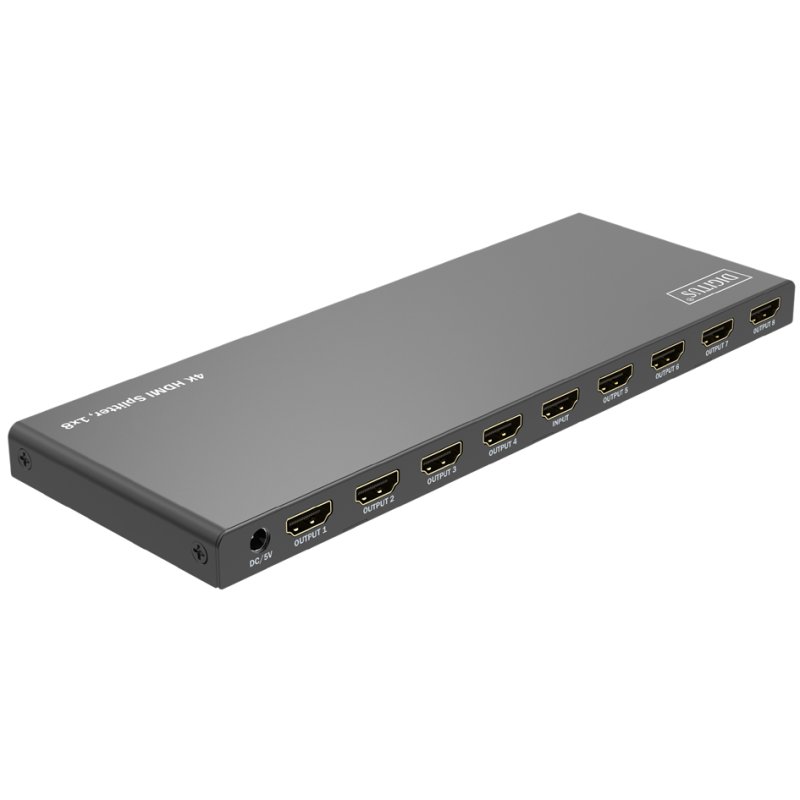 DIGITUS 4K HDMI splitter 1×8, 4K/60Hz HDCP 2.2, zwart
