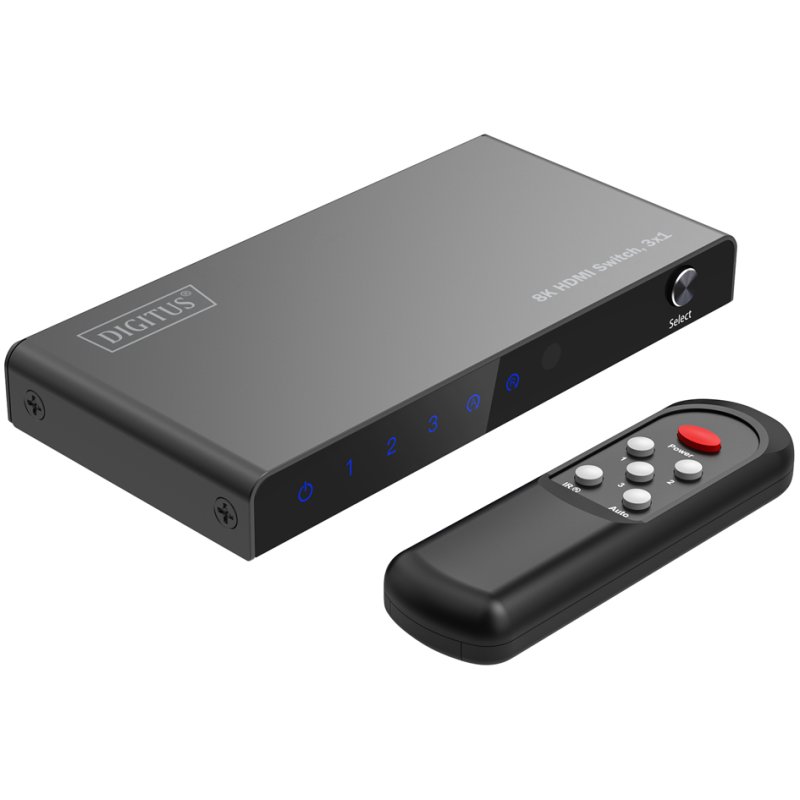 DIGITUS 8K HDMI switch 3x1, zwart, 8K/60Hz, HDMI 2.1