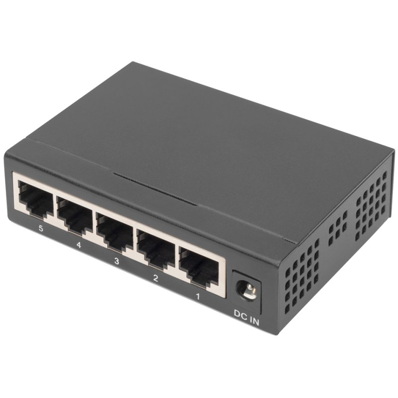 DIGITUS Commutateur Gigabit de Bureau, non géré, 5 ports, noir