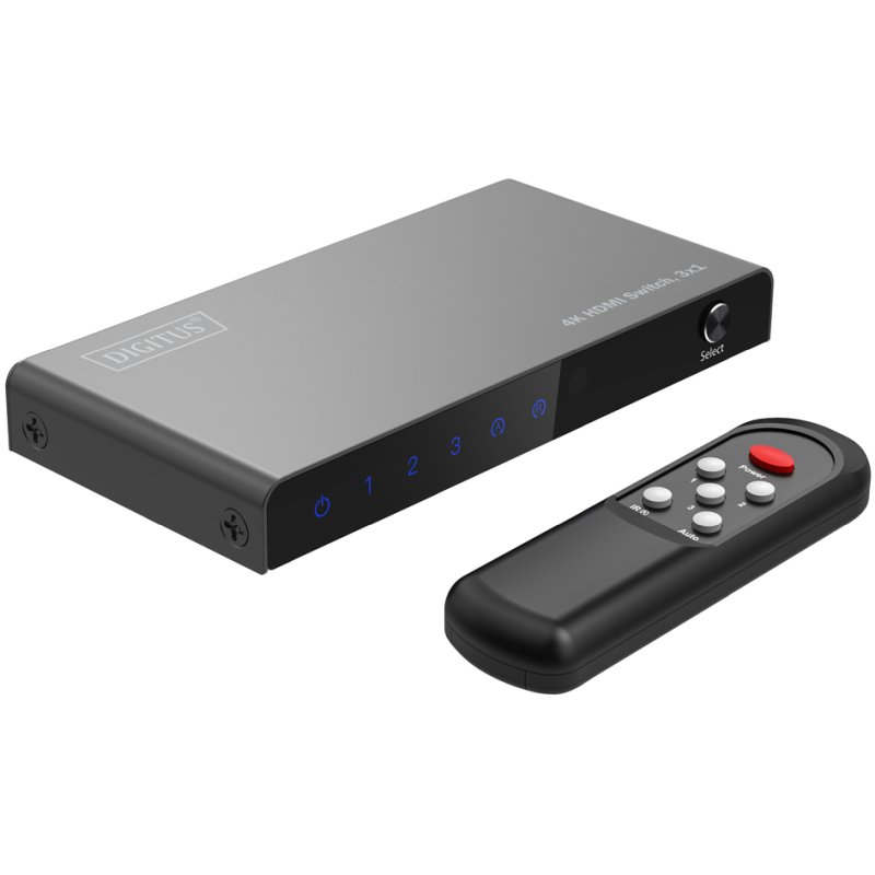 DIGITUS 4K HDMI-switch 3x1, zwart, 4K/60Hz, 18 Gbps