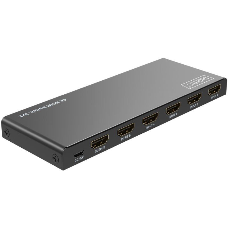 DIGITUS 4K HDMI schakelaar, 5×1, zwart