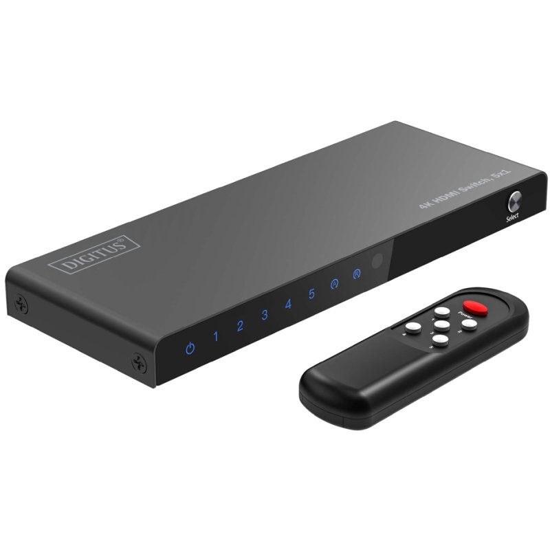 DIGITUS Commutateur HDMI 4K, 5×1, noir