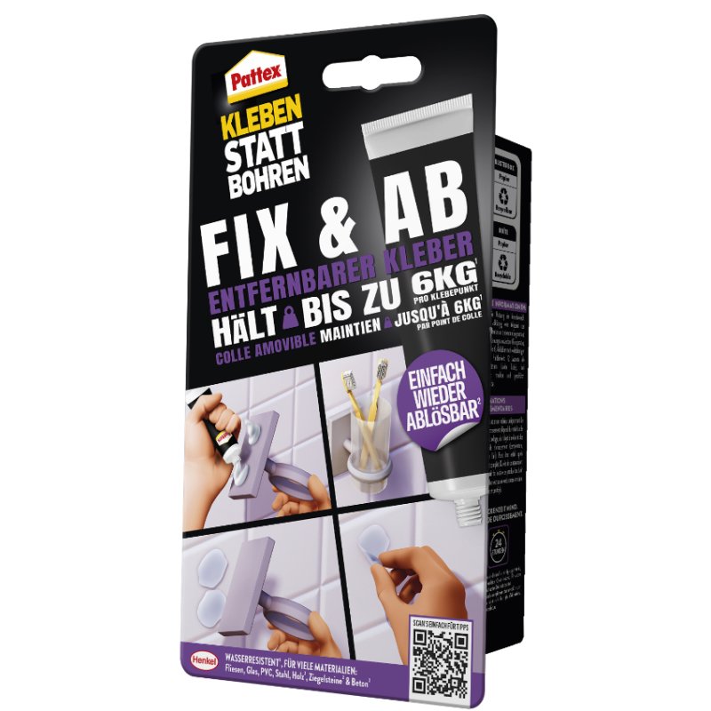 Pattex mounting putty FIX & AB, transparent, reusable, 44 g