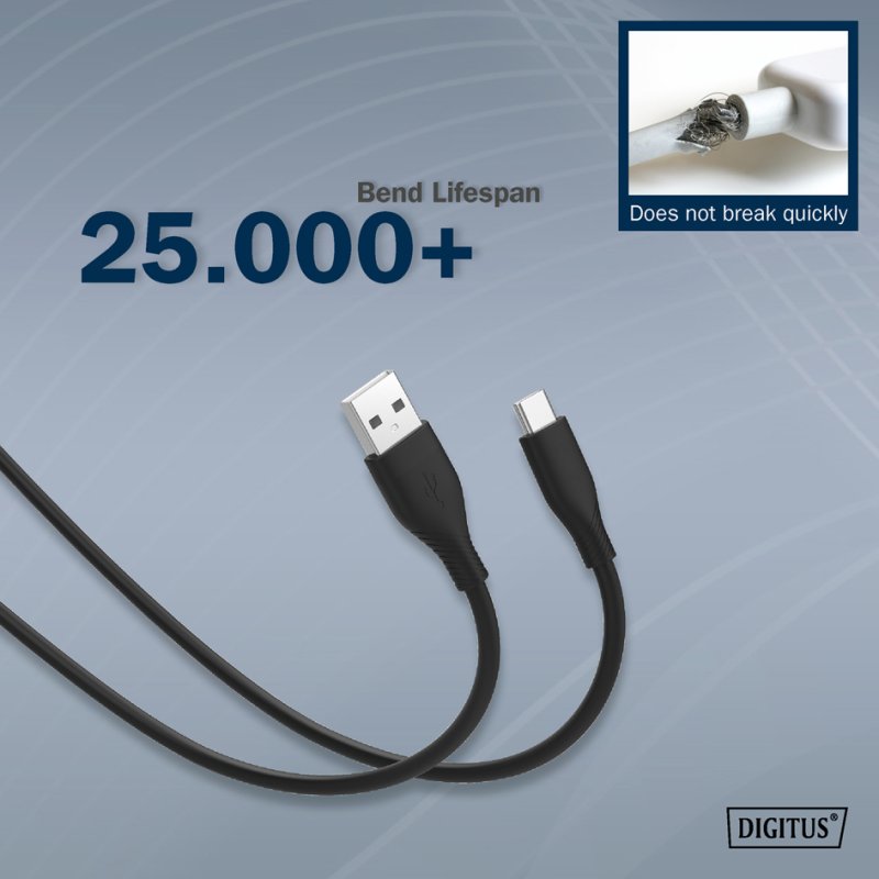 DIGITUS Câble de connexion USB 2.0, USB-C vers USB-A, blanc, 0,5 m