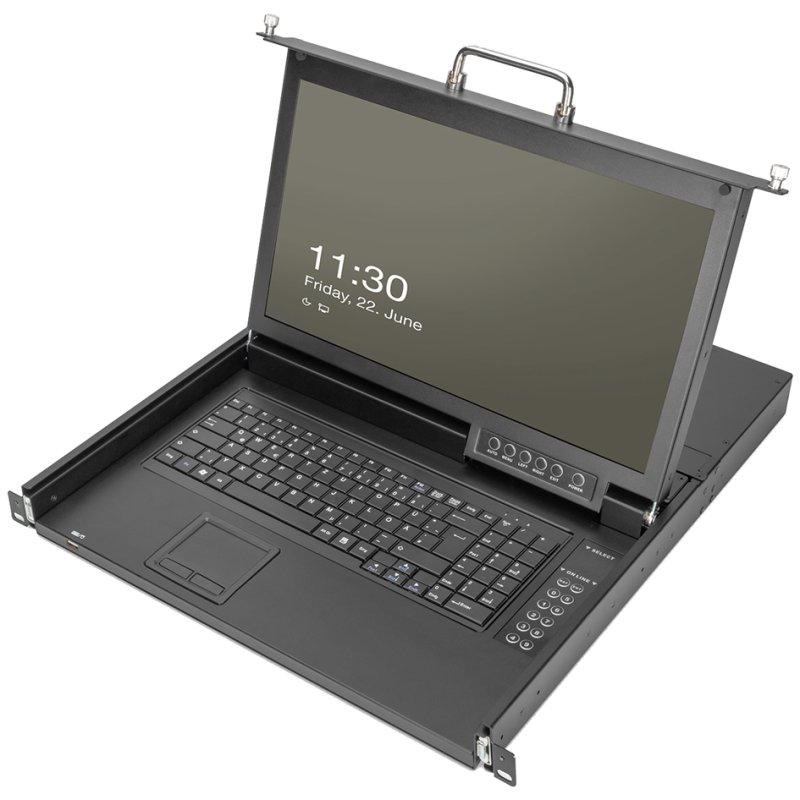DIGITUS modular HD LCD KVM console, 17-inch TFT, 16-port, black