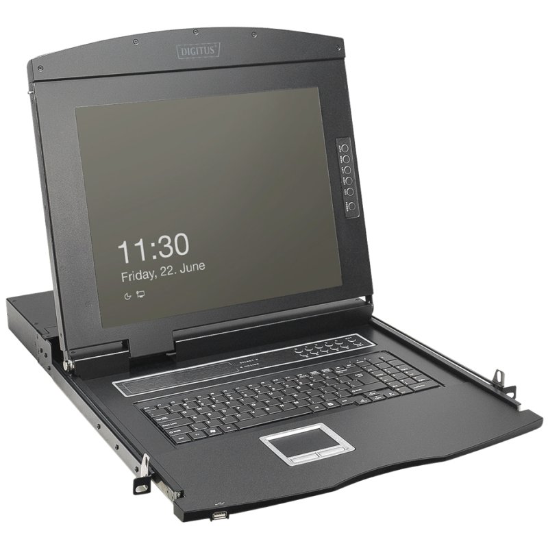 DIGITUS HD LCD KVM console, 19-inch TFT screen, 16-port, black