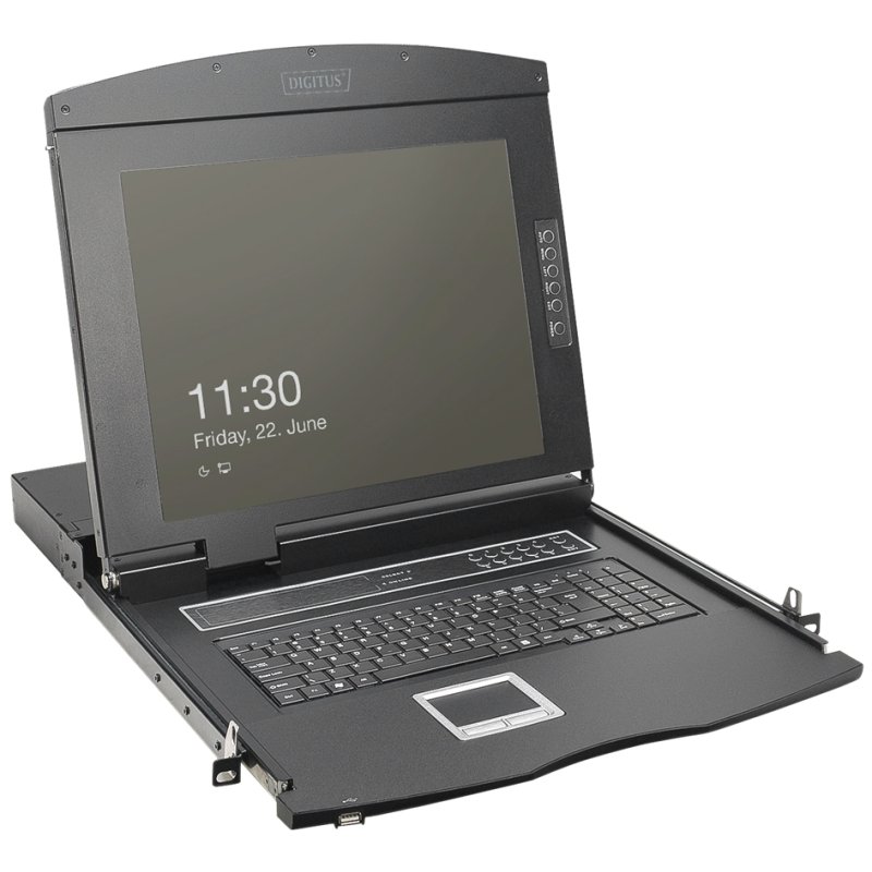 DIGITUS console KVM modulaire, 19 pouces LCD HD, 8 ports, noir