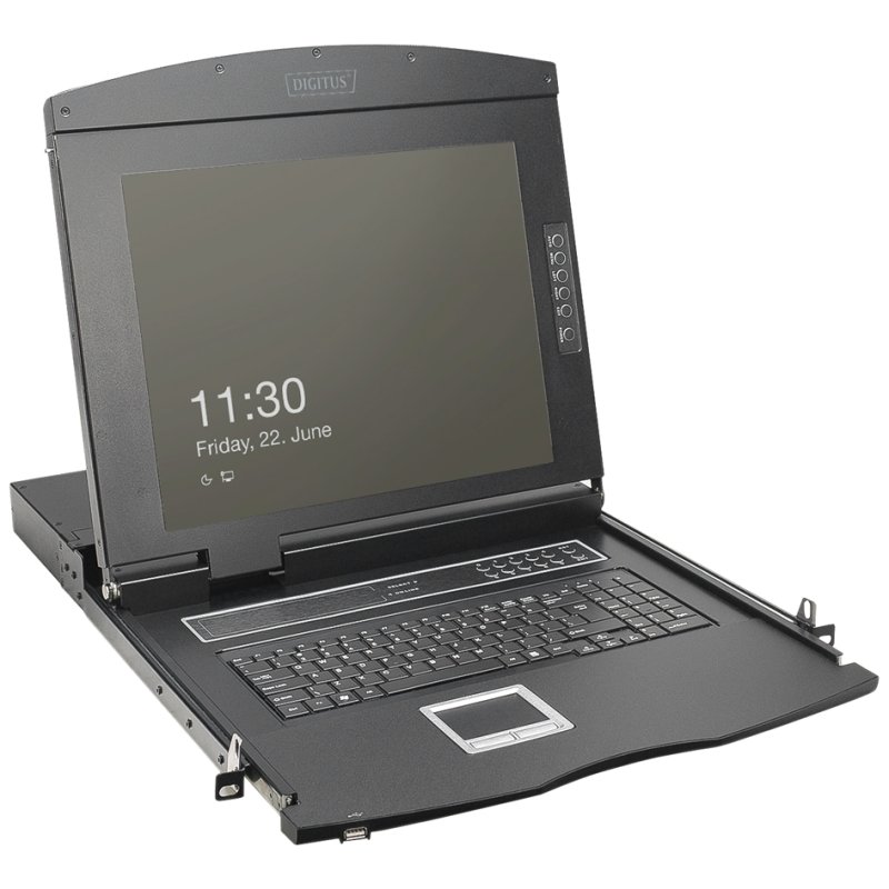 DIGITUS console KVM modulaire, 19 pouces LCD HD, 8 ports HDMI, noir