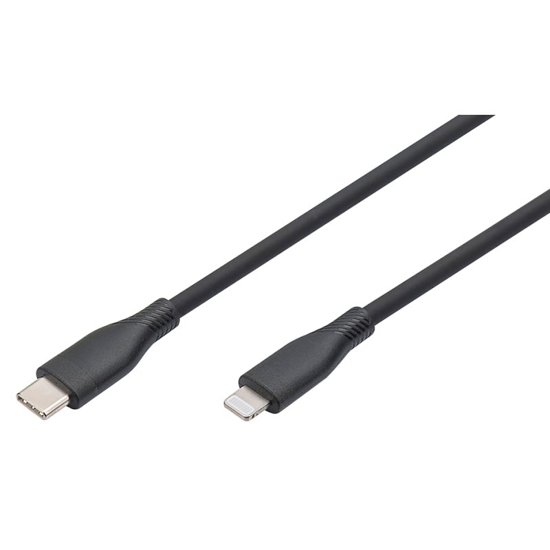 DIGITUS câble de connexion silicone USB-C vers Lightning, noir, 0,5 m