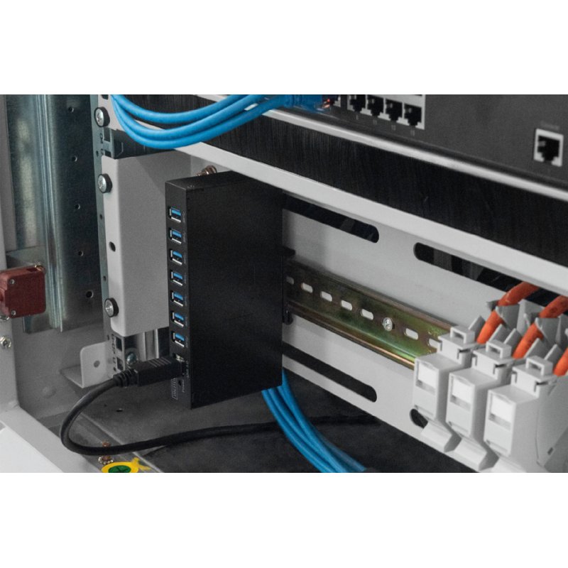 DIGITUS Concentrateur USB 3.0 Industrial, 7 ports, noir, boîtier métallique