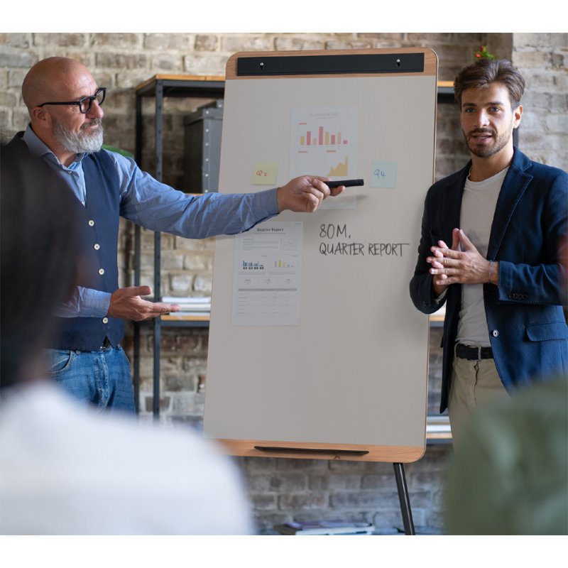 Bi-Office mobiel flipchart Ace, 700×1000 mm, magnetisch, wit geëmailleerd staal