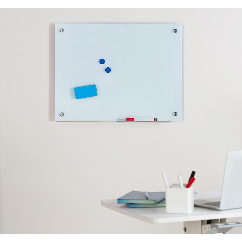 LogiLink tableau magnétique en verre, blanc, 60×45 cm, avec accessoires