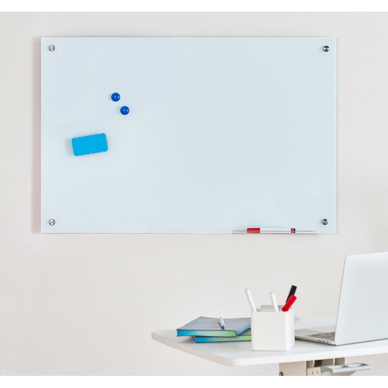 LogiLink tableau magnétique en verre, 900×600 mm, blanc, accessoires inclus