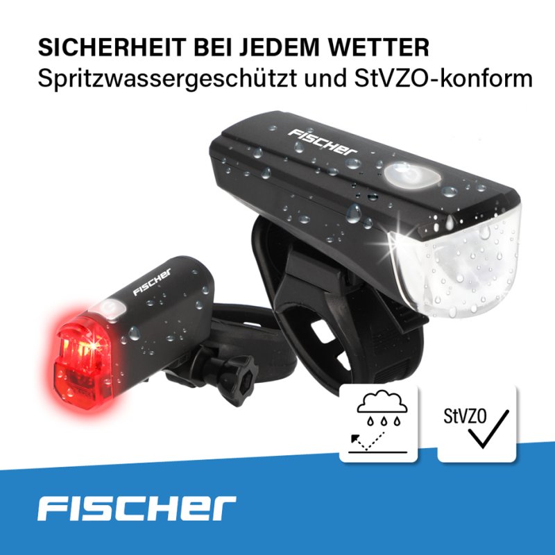 FISCHER éclairage vélo LED pile set, 20 Lux