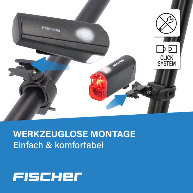FISCHER éclairage vélo LED pile set, 20 Lux