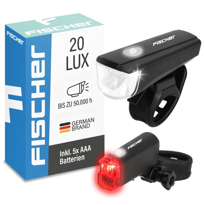 FISCHER éclairage vélo LED pile set, 20 Lux