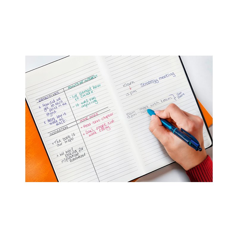 BIC Stylo 4 couleurs Smooth Drop Modèle S, rechargeable, 0,32 mm, bleu foncé