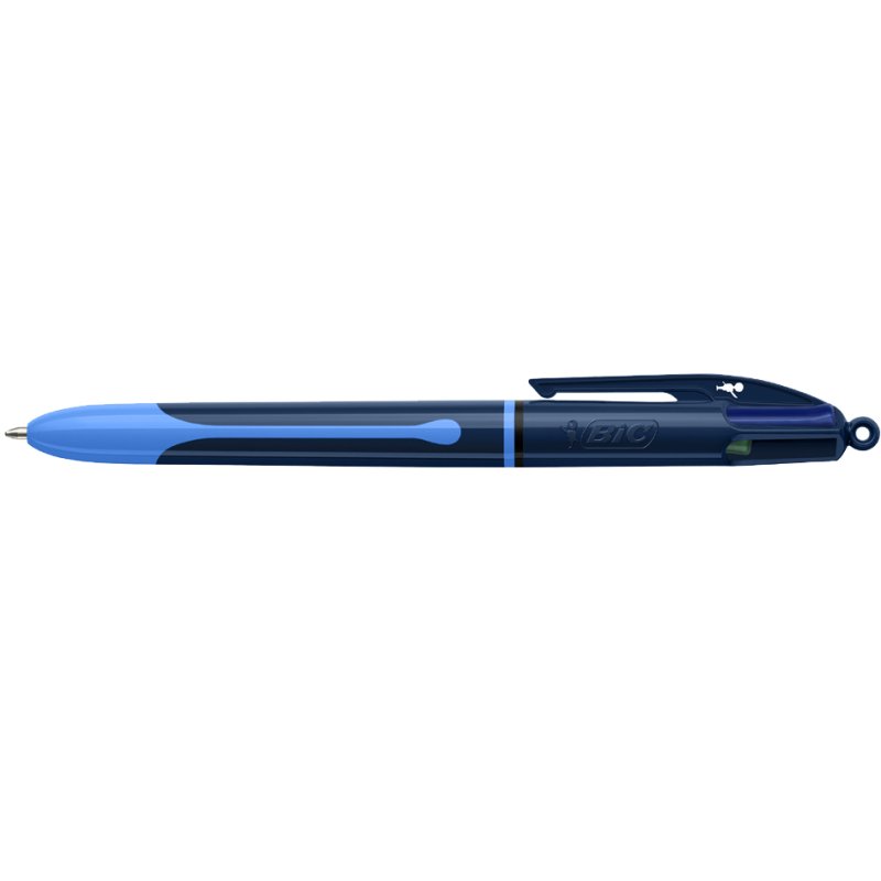BIC Stylo 4 couleurs Smooth Drop Modèle S, rechargeable, 0,32 mm, bleu foncé