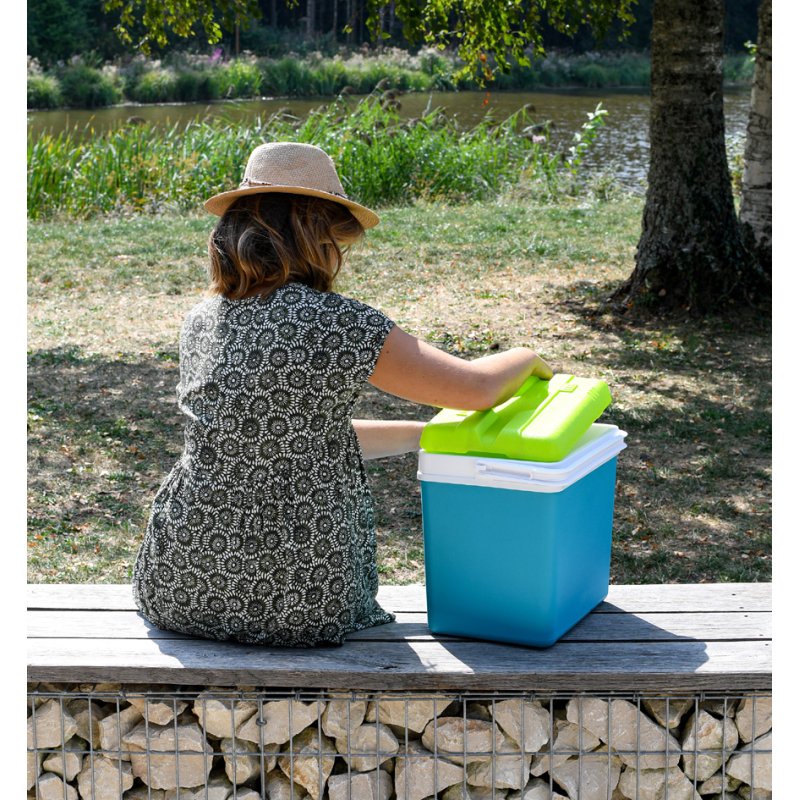 Glacière EDA en plastique, bleu lagon, 24 litres, 405×270×395 mm