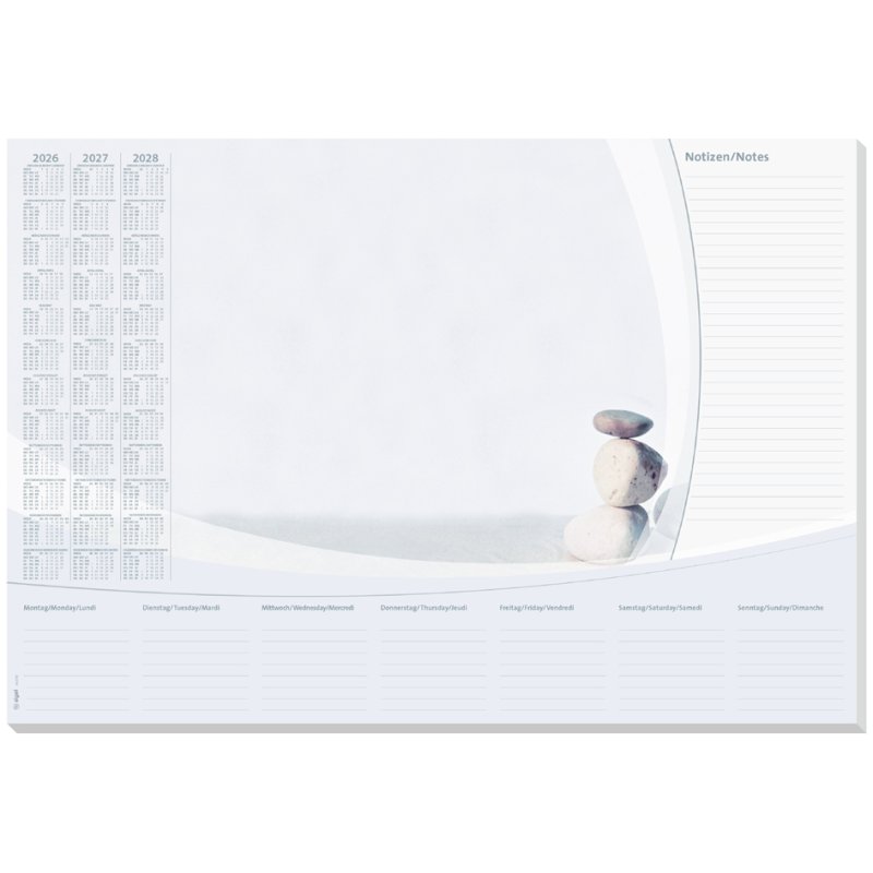 sigel sous-main papier Harmonie, 590×410 mm, 30 feuilles, calendrier 3 ans