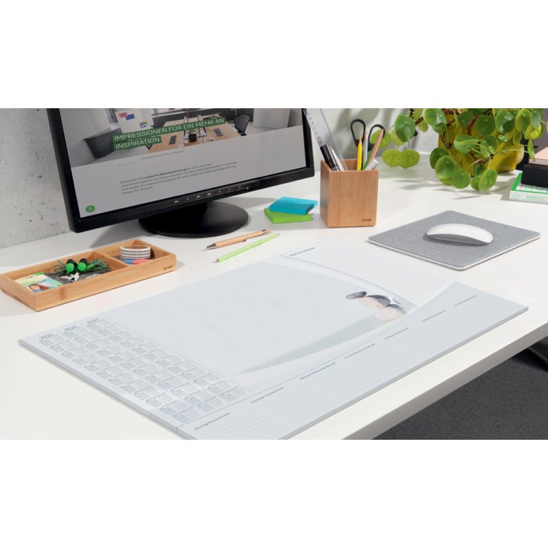 sigel sous-main papier Harmonie, 590×410 mm, 30 feuilles, calendrier 3 ans