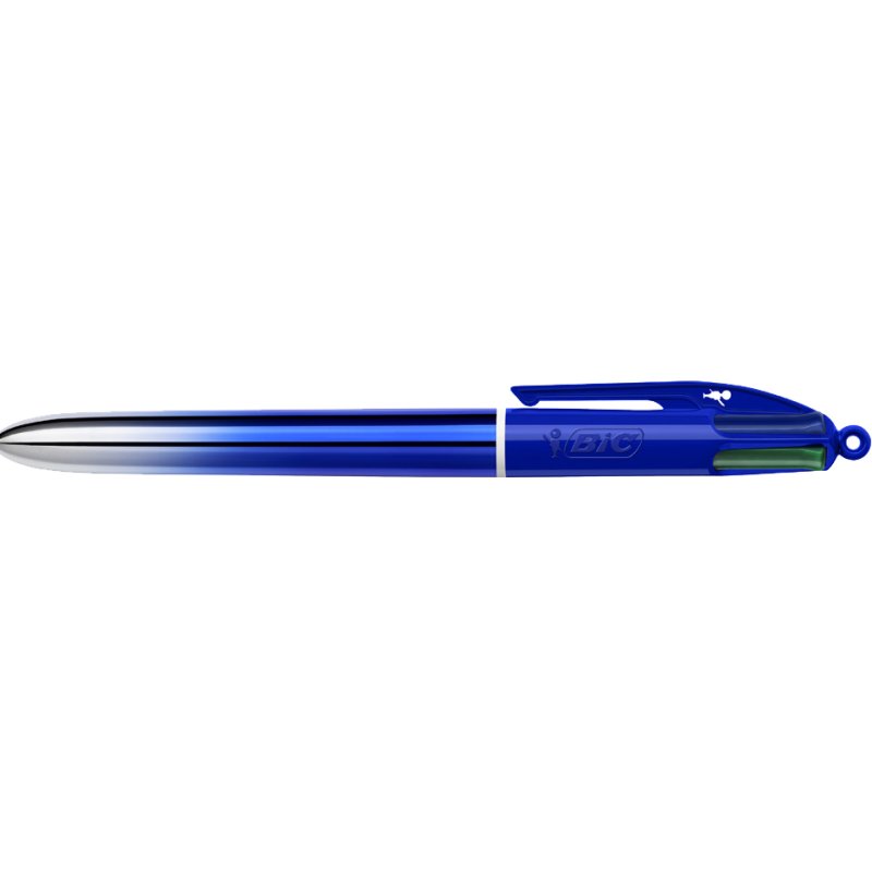 BIC stylo 4 Colours Smooth Gradient, rechargeabl, bleu brillant, 4 couleurs