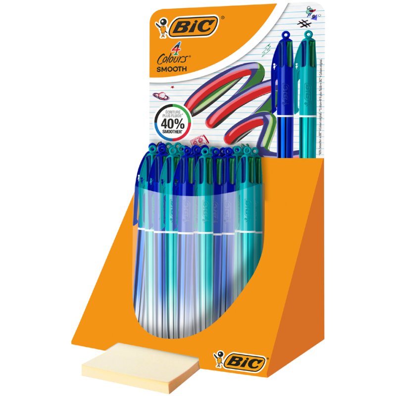 BIC 4 Colours Smooth Gradient stylo à bille rétractable, recharge, bleu/bleu-vert, 30 pcs