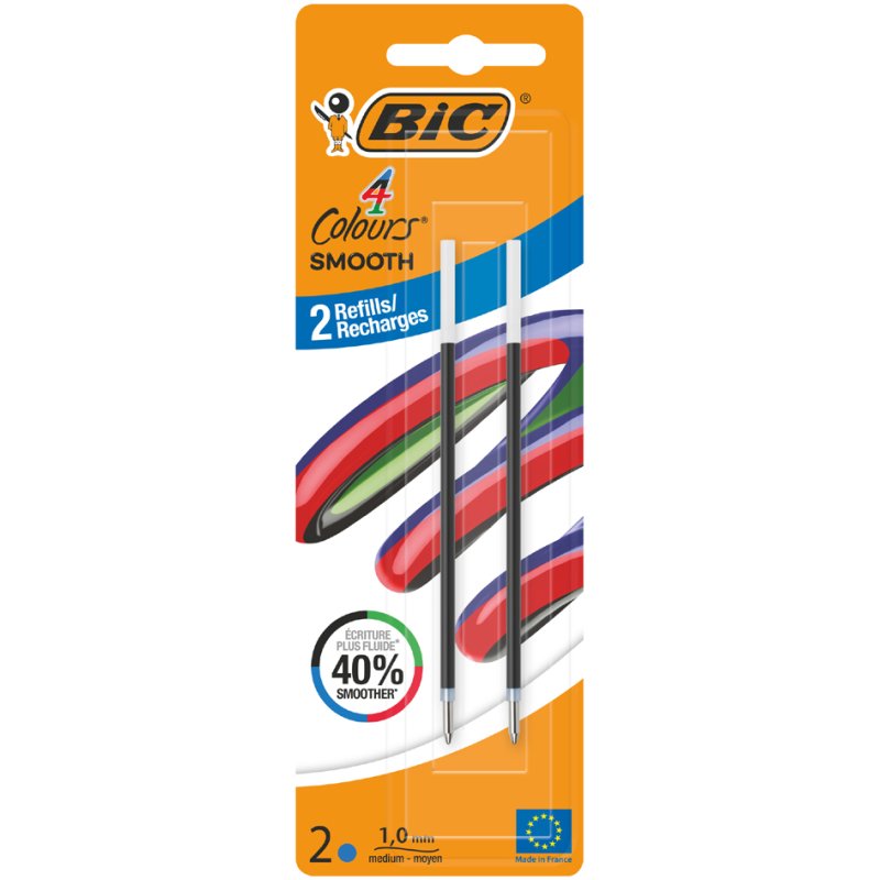 Bic 4 Colours Smooth ballpoint pen refill, blue, 0.32 mm, 2 pieces