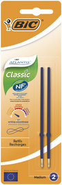 BIC vullingen Atlantis Classic balpen, blauw, fijn, 2 stuks