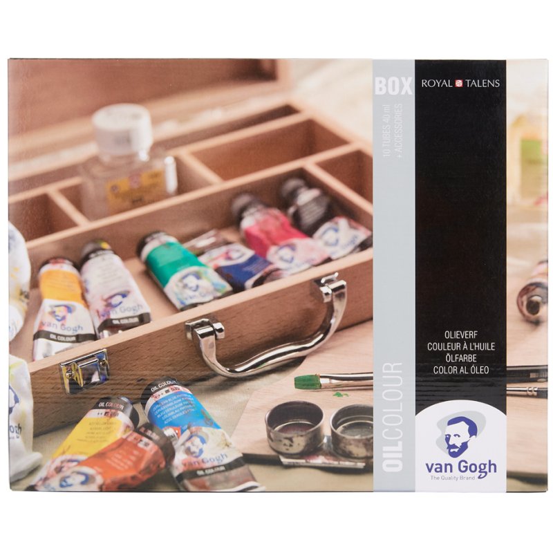Royal Talens Van Gogh peinture à l'huile set débutant, coffret en bois, 10×40 ml tubes