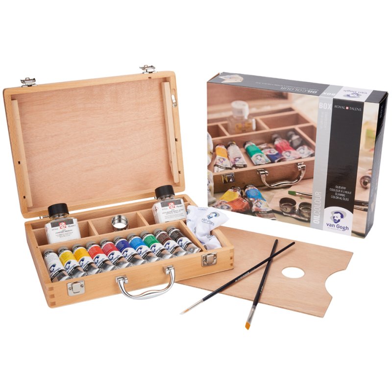 Royal Talens Van Gogh peinture à l'huile set débutant, coffret en bois, 10×40 ml tubes