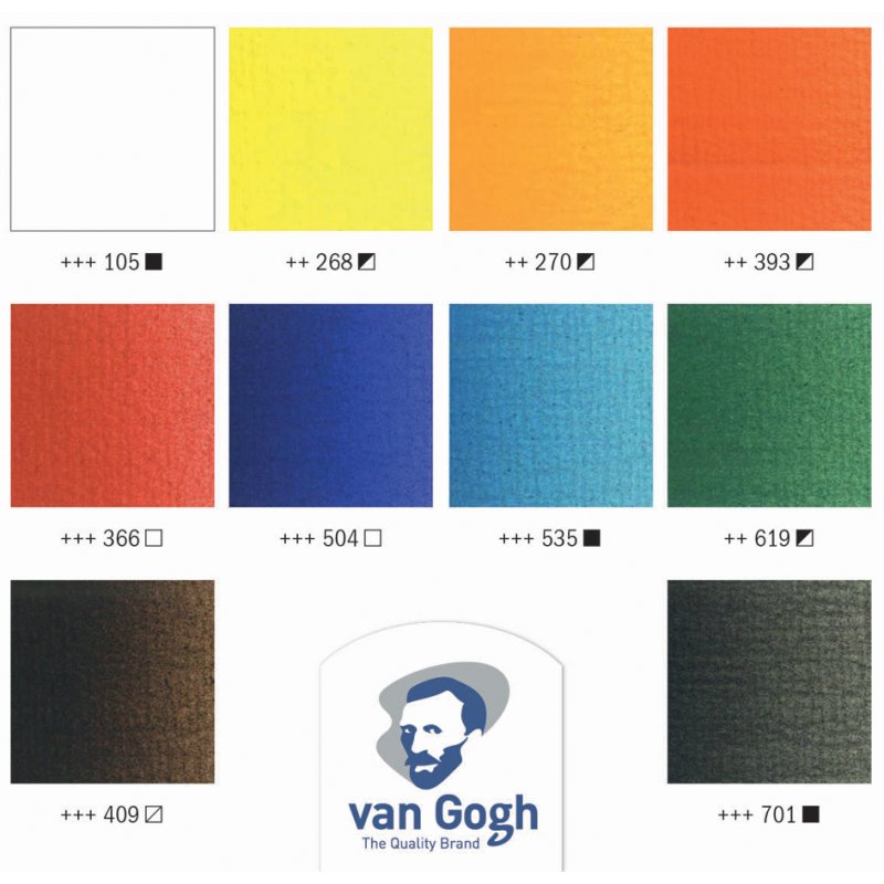 Royal Talens Van Gogh peinture à l'huile set débutant, coffret en bois, 10×40 ml tubes