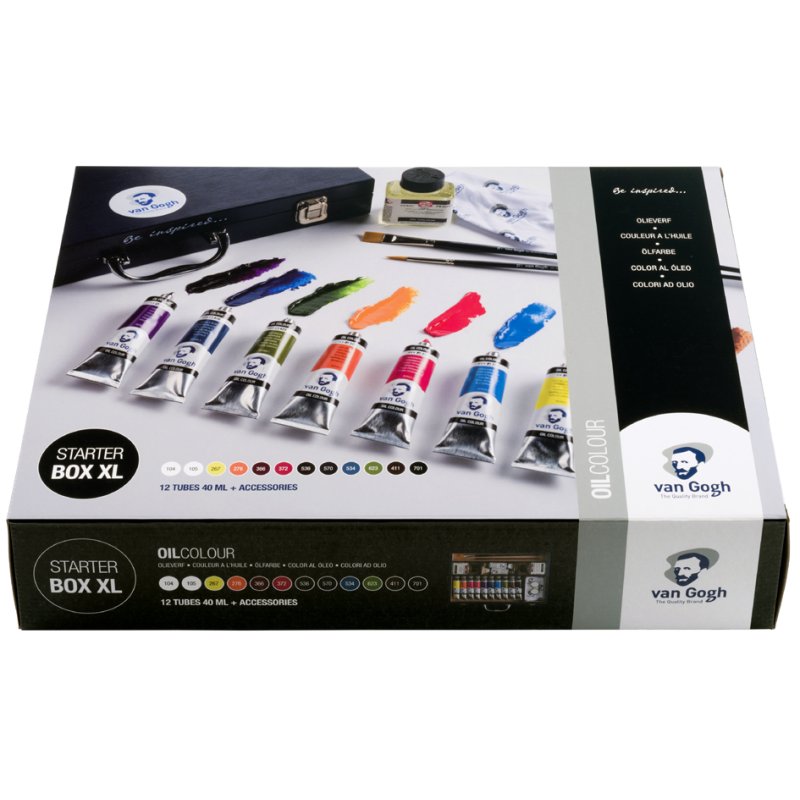 Royal Talens Van Gogh peinture à l'huile set débutant XL, 12 x 40 ml, avec accessoires