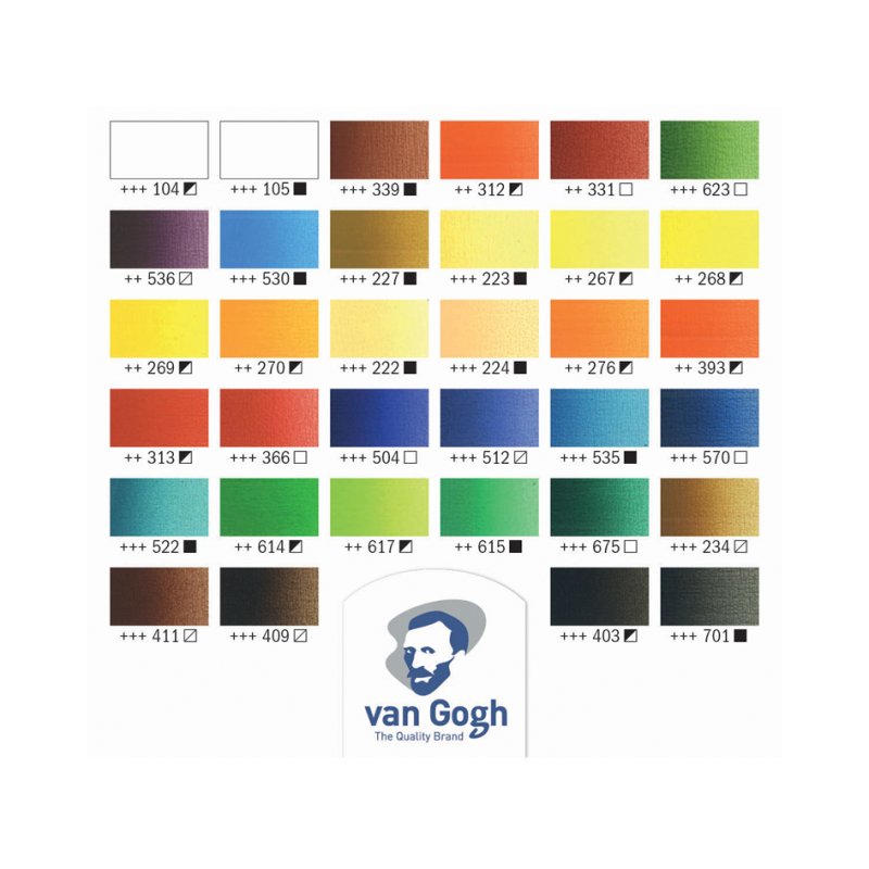 Royal Talens Van Gogh olieverf set superior, houten koffer, 32×20 ml + 2×60 ml tubes