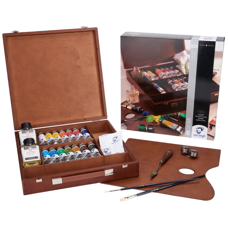 Royal Talens Van Gogh peinture à l'huile, coffret en bois, 14 × 40 ml, complet