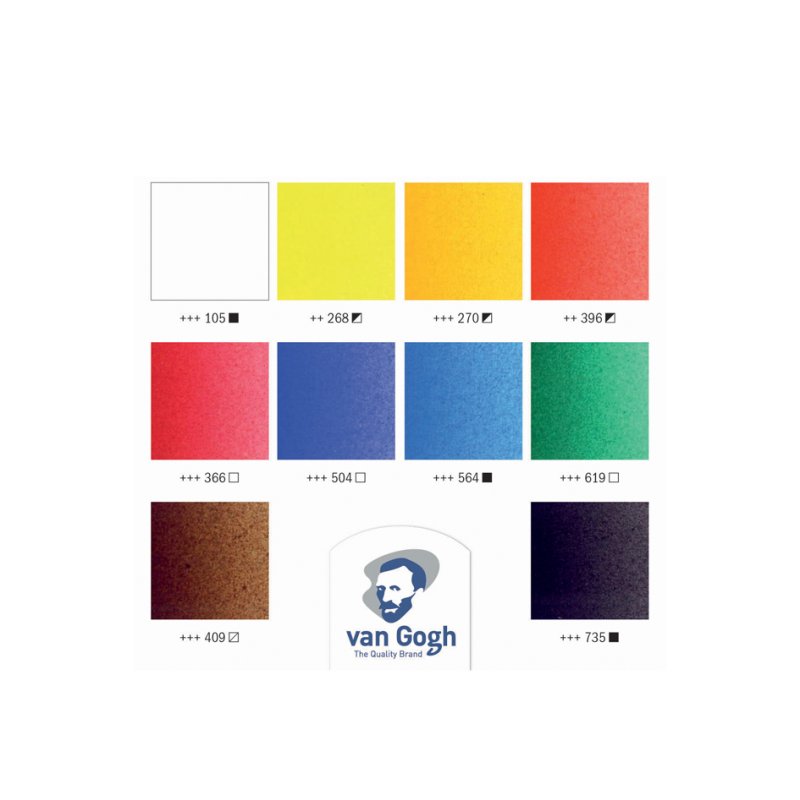 Royal Talens Van Gogh acrylic paint basic set, wooden case, 10 x 40 ml
