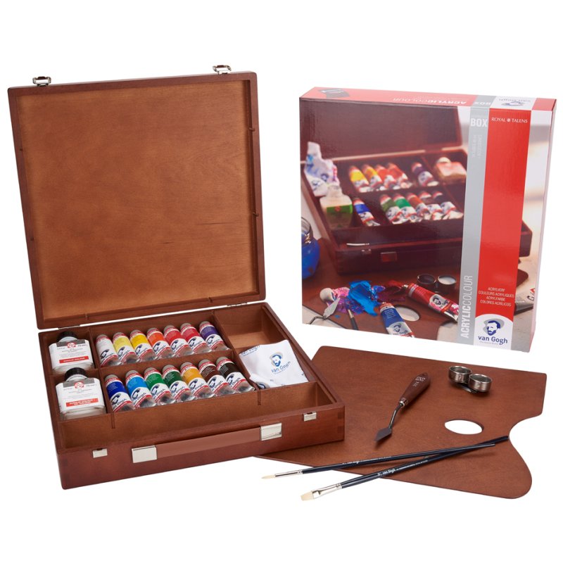 Royal Talens Van Gogh acrylic paint set, wooden case, 14×40 ml, complete