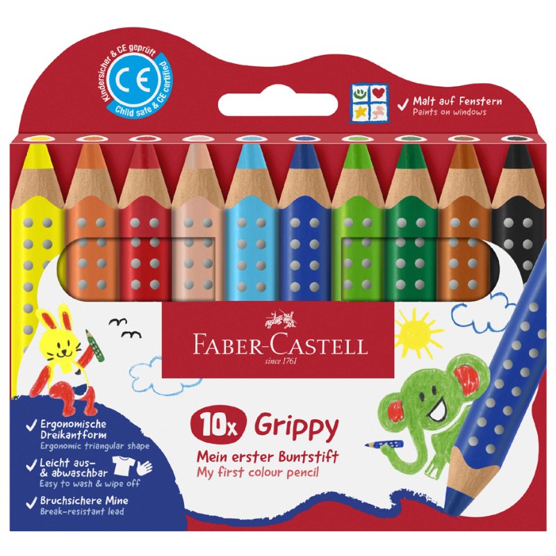 Faber-Castell crayons triangulaires Grippy, mine jumbo, 10 pièces