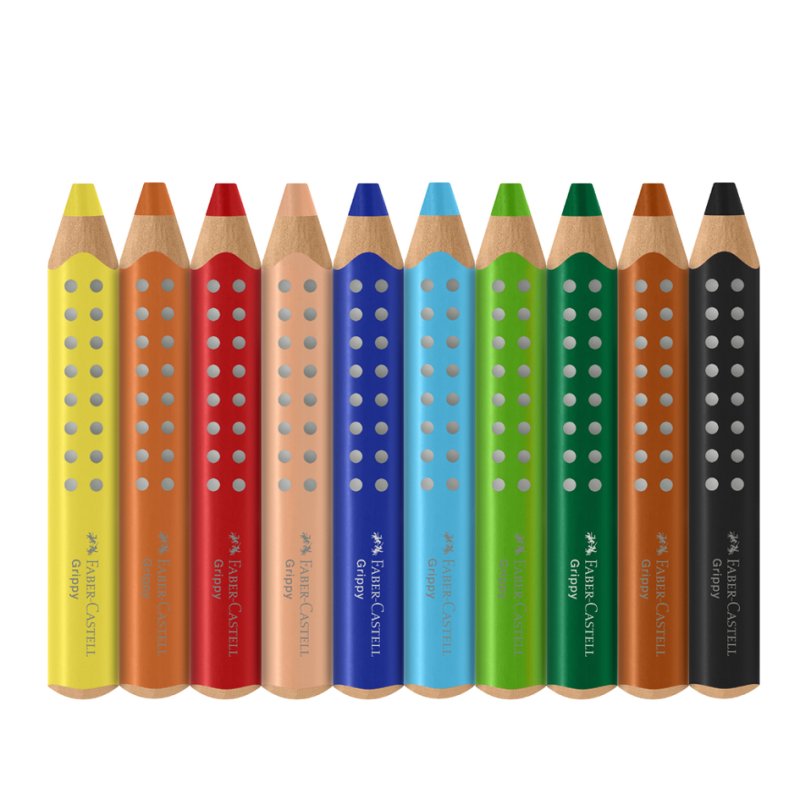 Faber-Castell crayons triangulaires Grippy, mine jumbo, 10 pièces